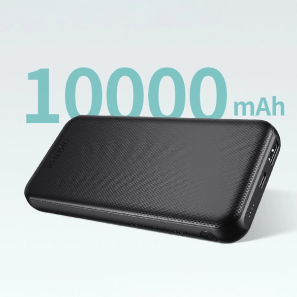 Choetech Powerbank, hordozható külső akkumulátor, PD, QC, USB-A/USB-C, 10000 mAh, 18W, fekete