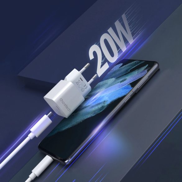 Choetech PD5010 charger USB-C hálózati töltő, gyorstöltő adapter, 20W, fehér