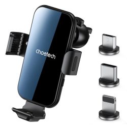   Choetech T201- F induction charger with holder Qi kompatibilis autós telefon tartó és töltő szellőzőrácsra, fekete