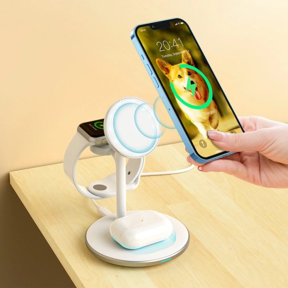 Choetech T585-F 3in1 Magnetic wireless charger station vezeték nélküli töltőállomás , fekete