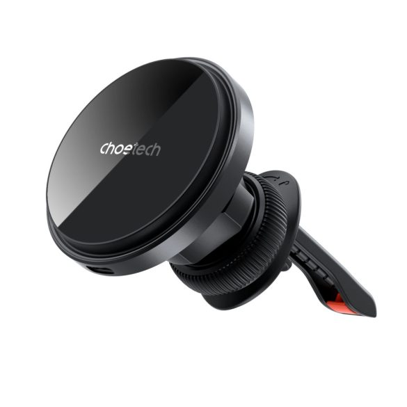 Choetech T204-F Gravity Car Charger univerzális mágneses autós telefontartó és vezetéknélküli töltő szellőzőrácsra, 15W, fekete