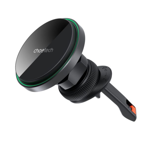 Choetech T204-F Gravity Car Charger univerzális mágneses autós telefontartó és vezetéknélküli töltő szellőzőrácsra, 15W, fekete