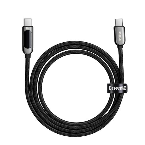 Baseus Display CATSK-C01 USB-C/USB-C adat és töltőkábel kijelzővel, gyorstöltő, 100W, 20V, 5A, 200cm, fekete