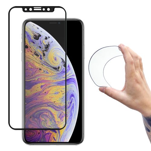 Wozinsky iPhone 12 mini Flexi Nano Glass Hybrid teljes kijelzős edzett üvegfólia (tempered glass) 9H keménységű (nem teljes kijelzős 5D sík üvegfólia), fekete