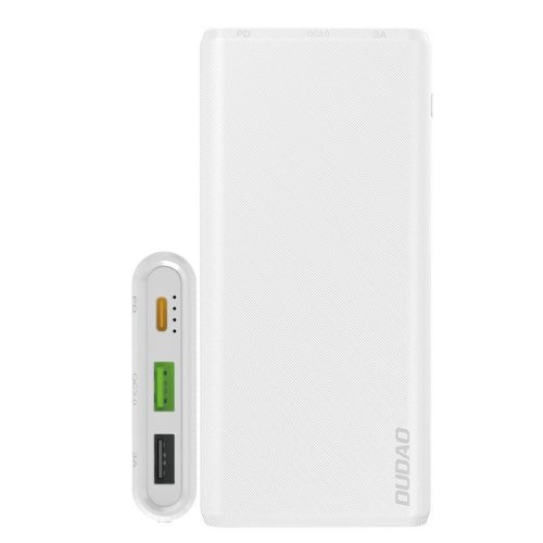 Dudao K12PQW Power Bank hordozható külső akkumulátor 2xUSB/USB-C/micro USB, 10000 mAh, 2A, fehér