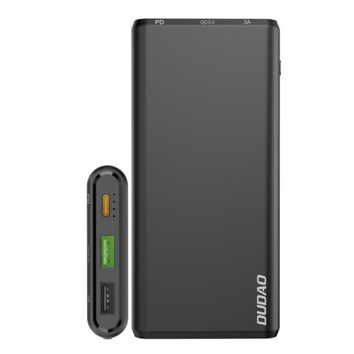 Dudao K12PQB Power Bank hordozható külső akkumulátor 2xUSB/USB-C/micro USB, 10000 mAh, 2A, fekete