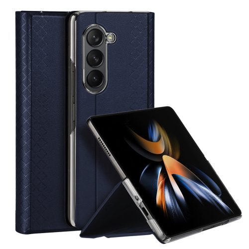 Dux Ducis Bril Samsung Galaxy Z Fold 5 eredeti bőr oldalra nyíló tok, sötétkék