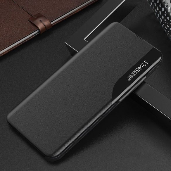 Eco Leather View Case Samsung Galaxy A52 4G/A52 5G/A52s 5G oldalra nyíló tok, fekete