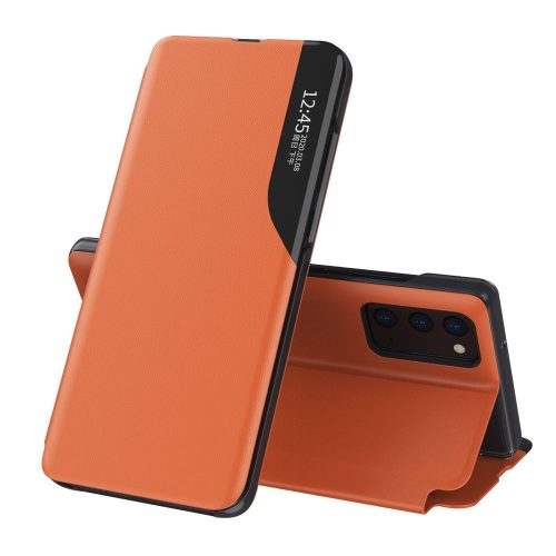 Eco Leather View Case Samsung Galaxy A32 5G oldalra nyíló tok, narancssárga