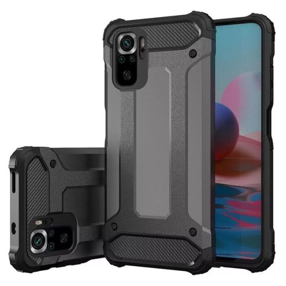 Hybrid Armor Tough Rugged Xiaomi Redmi Note 10/Note 10S ütésálló hátlap, tok, fekete