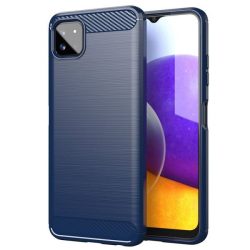   Carbon Case Flexible Samsung Galaxy A22 5G hátlap, tok, sötétkék