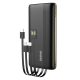 Dudao K4Pro Power Bank hordozható külső akkumulátor, USB/USB-C/USB micro/lightning kábellel, 10000 mAh, 2A, fekete