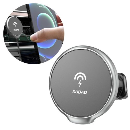 Dudao Magnetic Car Holder Qi, Magsafe kompatibilis autós telefon tartó és töltő 15W szellőzőrácsra, fekete