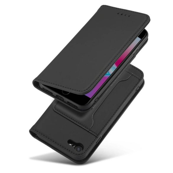 Magnet Card Case iPhone 7/8/SE (2020/2022) oldalra nyíló tok, fekete