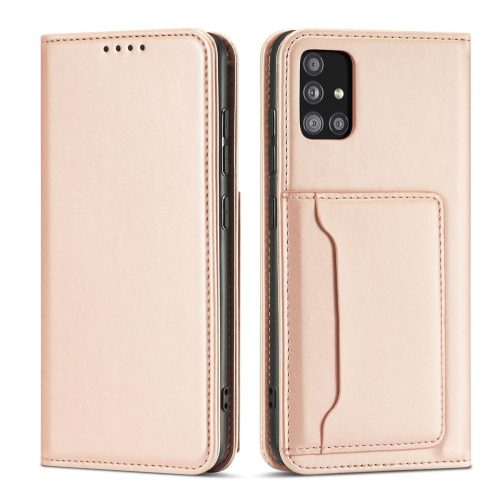 Magnet Card Case Samsung Galaxy A52 4G/A52 5G/A52s 5G kártyatartós oldalra nyíló tok, rózsaszín