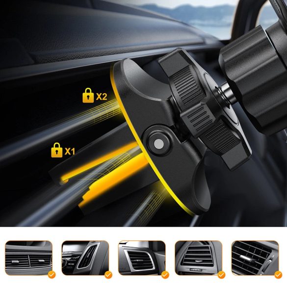 Joyroom JR-ZS311 magnetic car phone holder univerzális autós telefontartó szellőzőrácsra, szürke