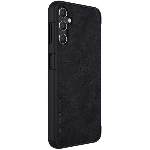 Nillkin Qin Leather Leather Case A14 4G / Galaxy A14 5G oldalra nyíló hátlap, tok, fekete