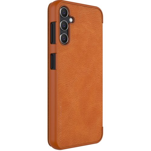 Nillkin Qin Leather Leather Case A14 4G / Galaxy A14 5G oldalra nyíló hátlap, tok, barna