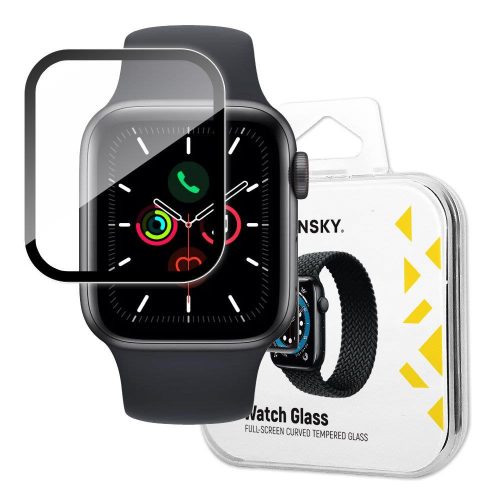 Wozinsky Apple Watch 4/5/6/SE (40mm) Hybrid Glass teljes kijelzős edzett üvegfólia (tempered glass), 9H keménységű, fekete