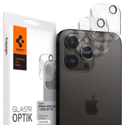 Spigen 2db iPhone 14 Pro/14 Pro Max Camera kameravédő üvegfólia (tempered glass), átlátszó