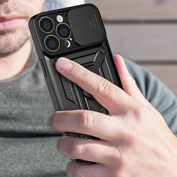 Hybrid Armor Camshield Case iPhone 14 ütésálló hátlap, tok, sötétkék