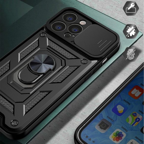 Hybrid Armor Camshield Case iPhone 14 ütésálló hátlap, tok, sötétkék