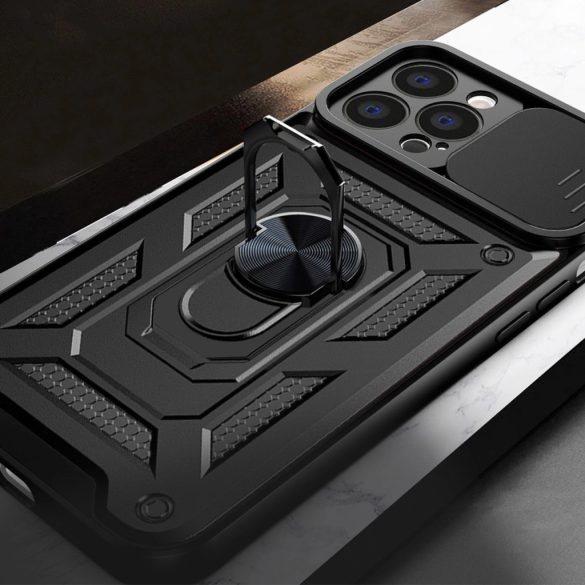 Hybrid Armor Camshield Case iPhone 14 ütésálló hátlap, tok, sötétkék