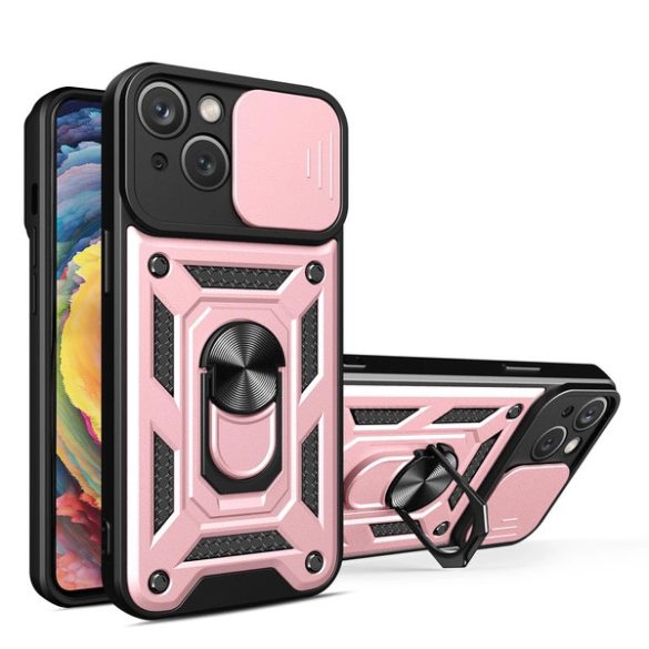 Hybrid Armor Camshield Case iPhone 14 ütésálló hátlap, tok, rozé arany