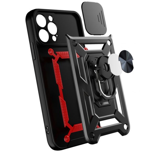 Hybrid Armor Camshield Case iPhone 13 ütésálló hátlap, tok, fekete