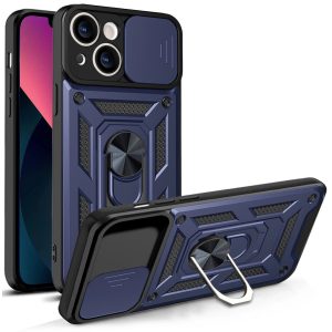 Hybrid Armor Camshield Case iPhone 13 ütésálló hátlap, tok, sötétkék