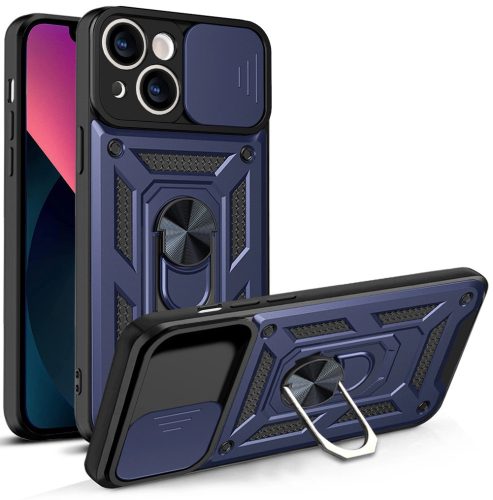 Hybrid Armor Camshield Case iPhone 13 ütésálló hátlap, tok, sötétkék