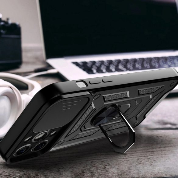 Hybrid Armor Camshield Case iPhone 13 ütésálló hátlap, tok, sötétkék