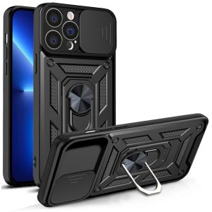 Hybrid Armor Camshield Case iPhone 13 Pro ütésálló hátlap, tok, fekete