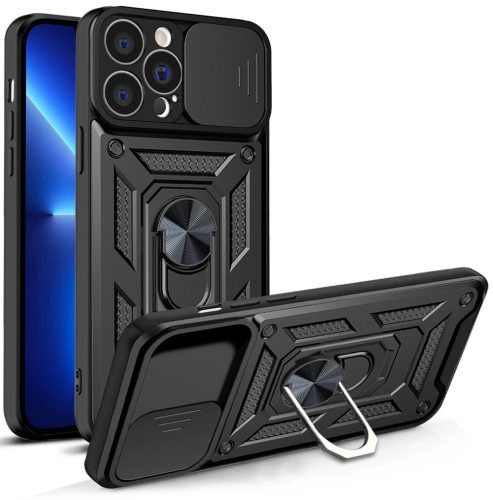 Hybrid Armor Camshield Case iPhone 13 Pro ütésálló hátlap, tok, fekete