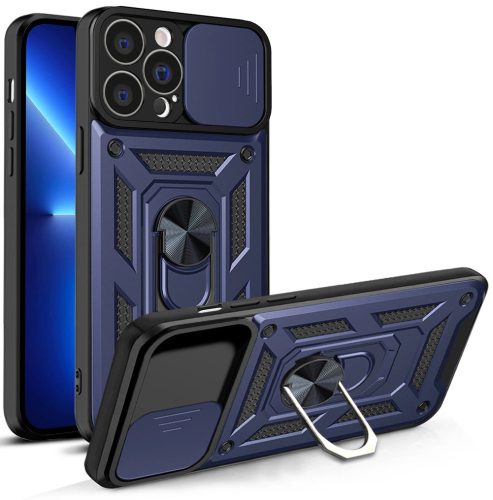 Hybrid Armor Camshield Case iPhone 13 Pro ütésálló hátlap, tok, sötétkék