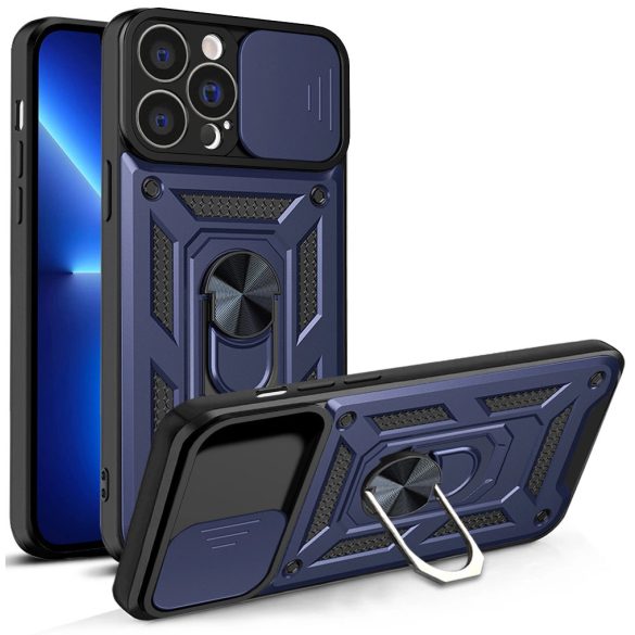 Hybrid Armor Camshield Case iPhone 13 Pro ütésálló hátlap, tok, sötétkék