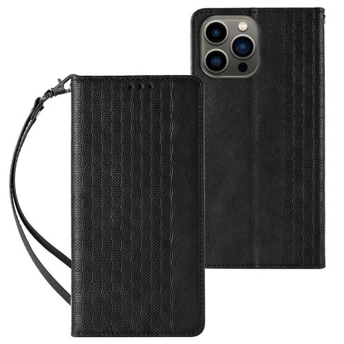 Magnet Strap Case Samsung Galaxy A34 5G oldalra nyíló tok, fekete