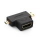 Ugreen 20144 mini HDMI/micro HDMI/HDMI adapter, fekete