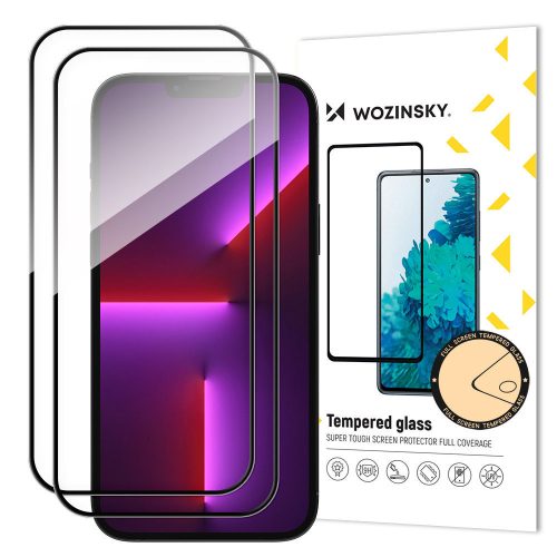 Wozinsky iPhone 15 2db Glass Screen 5D Full Glue teljes kijelzős edzett üvegfólia, 9H keménységű, tokbarát, fekete