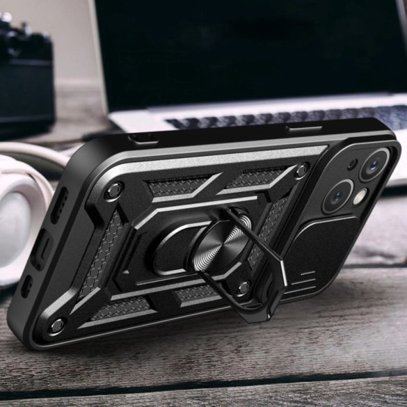 Hybrid Armor Camshield Case iPhone 15 ütésálló hátlap, tok, sötétkék