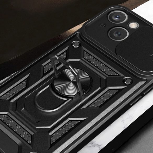 Hybrid Armor Camshield Case iPhone 15 ütésálló hátlap, tok, sötétkék