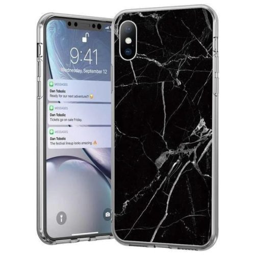 Wozinsky Marble case Samsung Galaxy A31 márvány mintás hátlap, tok, fekete