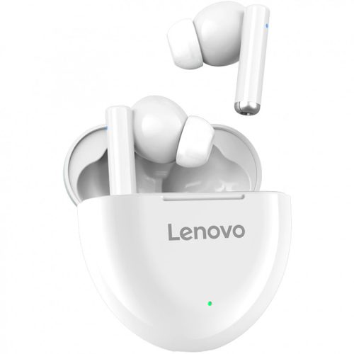 Lenovo HT06 Bluetooth headset akkumulátoros töltő tokkal, fehér