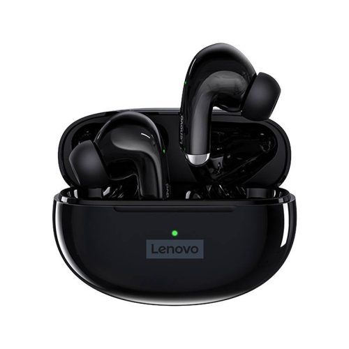 Lenovo LP5 Bluetooth headset akkumulátoros töltő tokkal, fekete