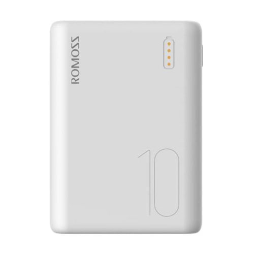 Romoss Simple 10 Powerbank, hordozható külső akkumulátor 2xUSB-A/USB-C/Micro-USB/Apple Lightning, 10000 mAh, fehér