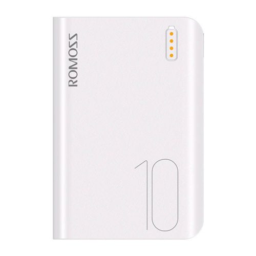 Romoss Sense 4 Mini Powerbank, hordozható külső akkumulátor 2xUSB-A/USB-C/Micro-USB, 10000 mAh, fehér