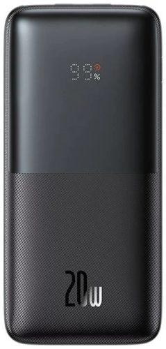 Baseus PPBD040201 Bipow Pro Power Bank, hordozható külső akkumulátor 2xUSB-A/USB-C kábellel, 10000 mAh, 20W, fekete