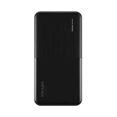 Vipfan Ultra-Thin F04 Powerbank, hordozható külső akkumulátor 2xUSB-A/USB-C/Micro-USB, 10000 mAh, fekete