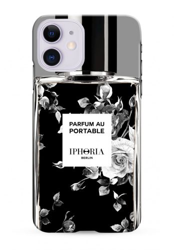 Iphoria iPhone 12/12 Pro Parfum au Portable Black Flowers hátlap, tok, mintás, fekete-fehér