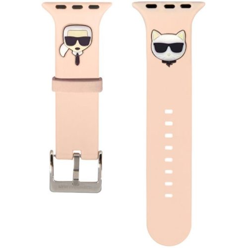 Karl Lagerfeld Apple Watch 2/3/4/5/6/7/Se 42/44/45mm Karl & Choupette (KLAWLSLCKP) szilikon óraszíj, rózsaszín